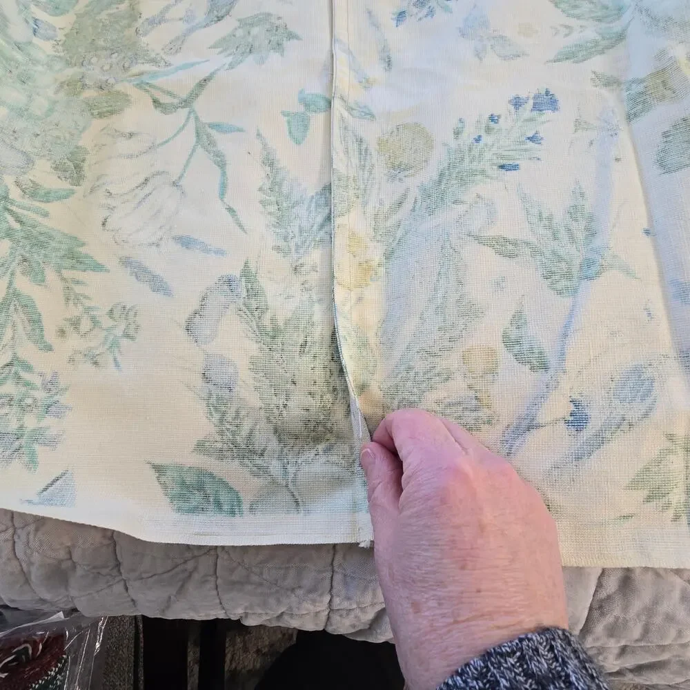Vintage Waverly Fabric Remnant Plymouth Document Blue Yellow Green Birds READ DS
